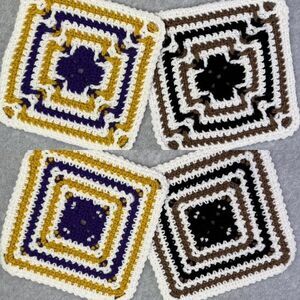 Handmade Decorative Granny Square  Kitchen Trivet Hand Crocheted Set Of 2